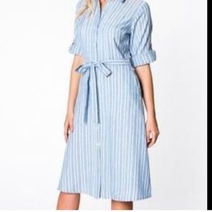 Everly Button Down striped Midi dress